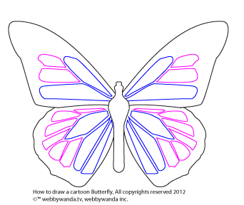 How to draw a Butterfly step four